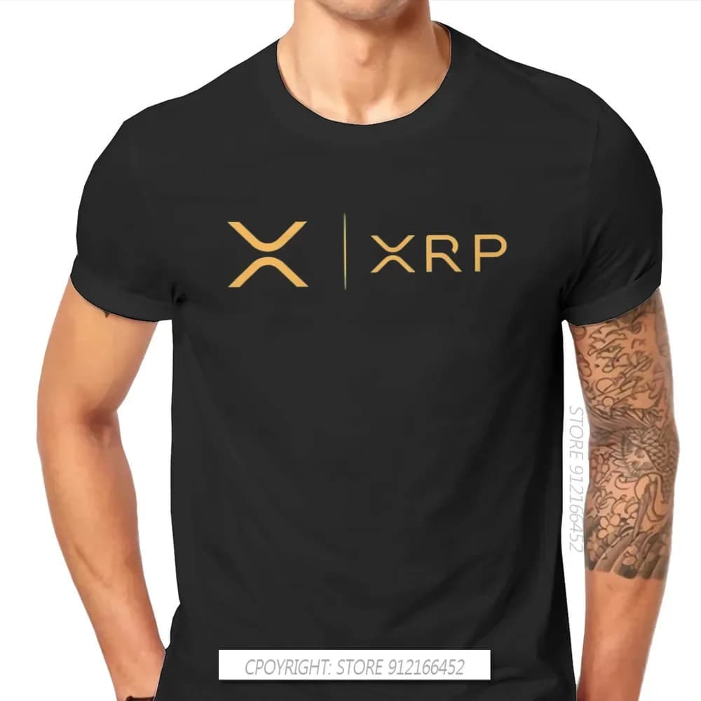 Criptovaluta Crypto Miner XRP RIPPLE NEW GOLD SIDE BY SIDE Tshirt Harajuku Punk Magliette da uomo Top in puro cotone O-Collo T Shirt