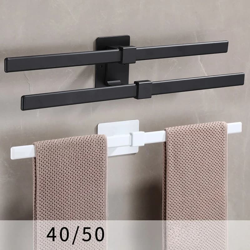 Portasciugamani da Bagno Nero, Barra Portasciugamani in Alluminio Grigio, Portasciugamani da Parete Bianco, Accessori per Bagno