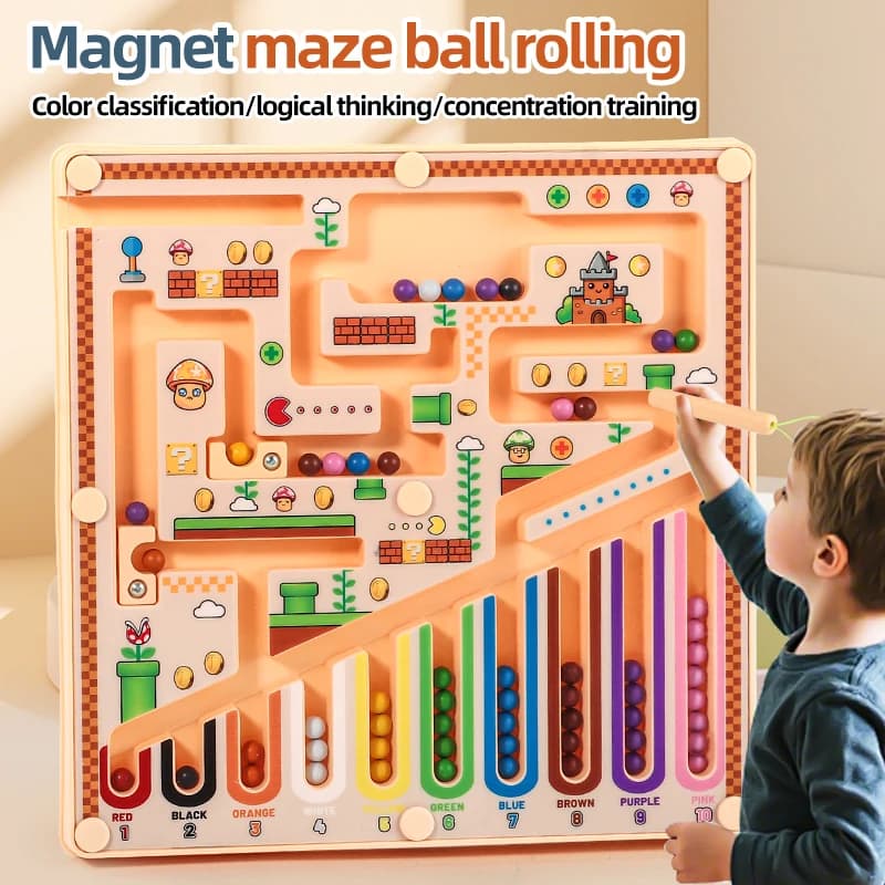 Labirinto magnetico per bambini Palla da passeggio Addestramento alla concentrazione del bambino, Scrittura del pensiero logico Giocattolo puzzle per l'educazione precoce di 3 anni