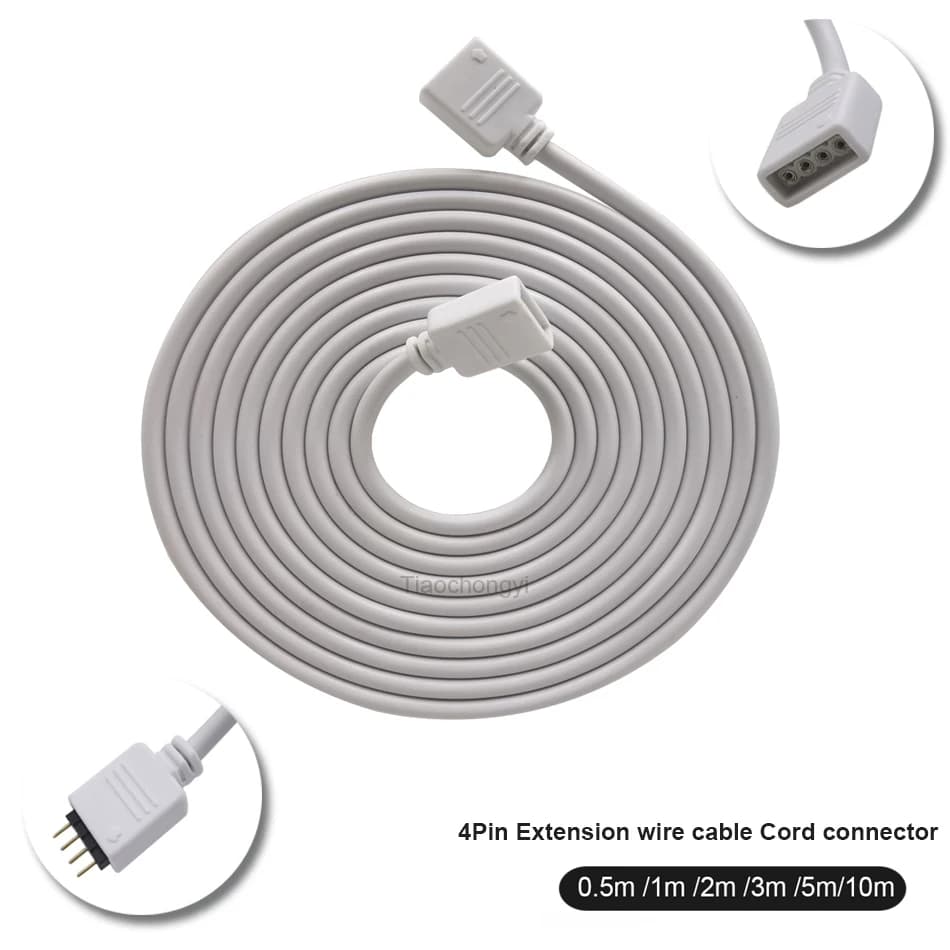 Connettore led RGB a 4pin cavo di prolunga cavo + connettori ad ago 0.5M 1M 2M 5M 10M per striscia LED 5-24V 2835 5050 RGB