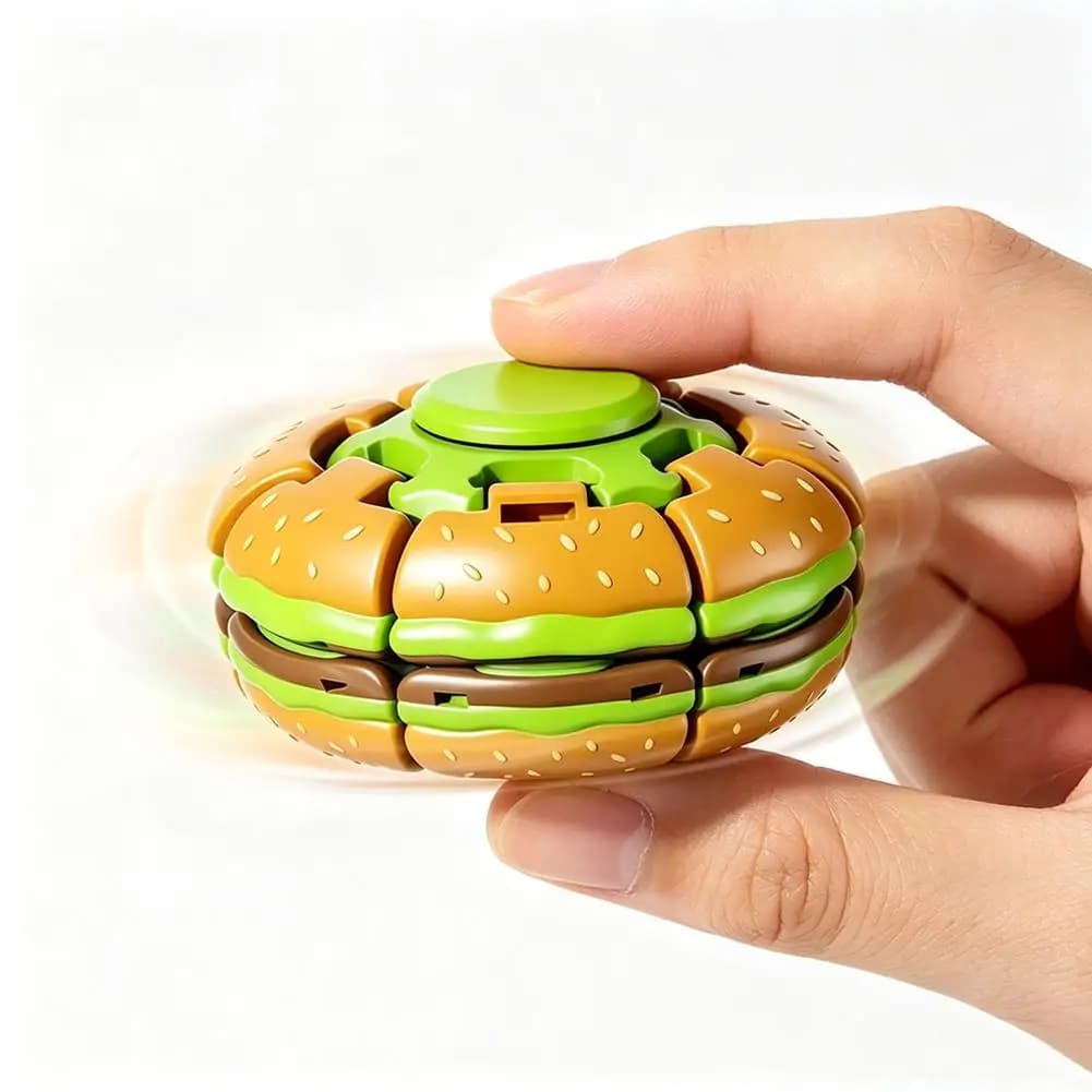 Burger Gyroscope Fidget Toy Fingertip Spinner Ball Press Click Stress Relief Toys Portable Desk Fidget Toy Gift