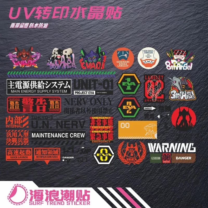 Adesivi Impermeabili Neon Genesis Evangelion, Stickers Anime Asuka per Decorazione Fai-da-Te di Telefoni, Laptop e Caschi