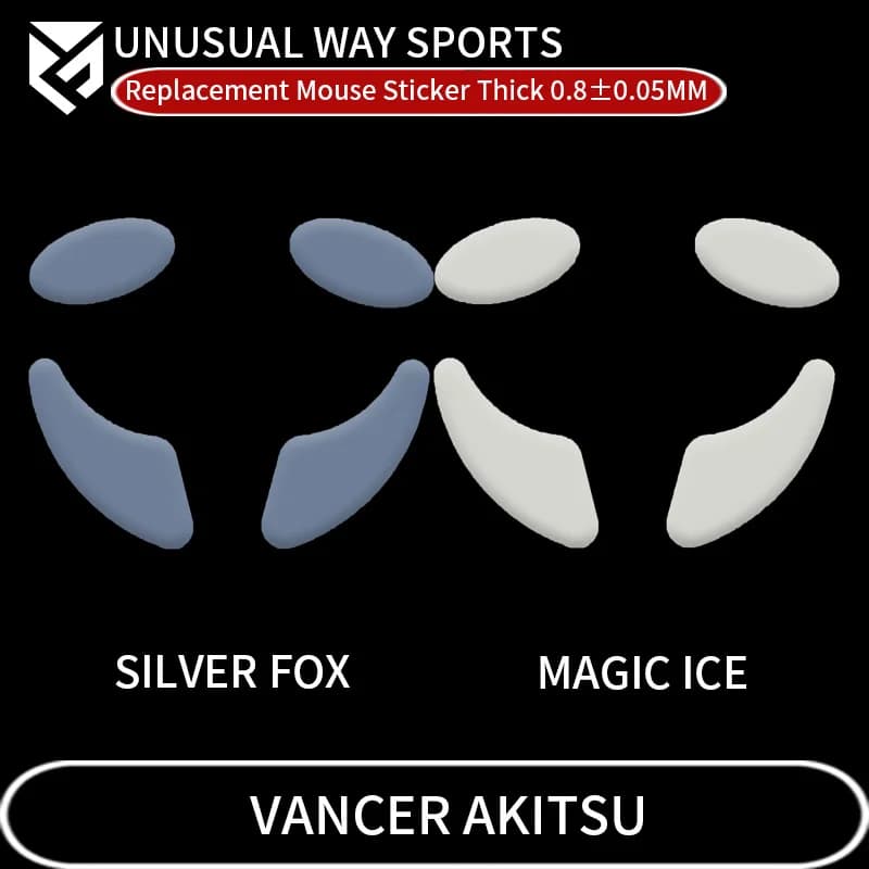InsolitoWaySports Mouse Pattini Piedi Vancer Akitsu Superficie curvata PTFE Anti collasso Magic Ice Pink Black Silver Fox