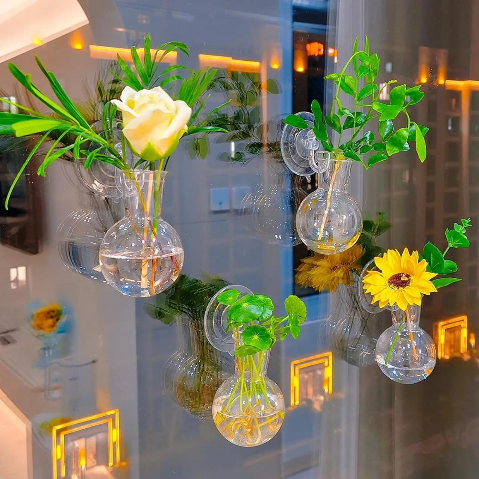 Fioriera sospesa a parete con ganci a ventosa Vaso da fiori salvaspazio per soggiorno, bagno, cucina, decorazione Fioriera da giardino per interni