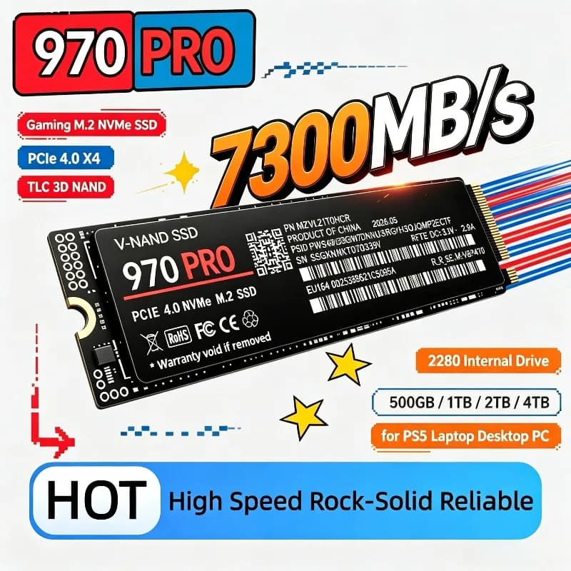 970 PRO SSD PCIe 4.0 X4 7300MB/s TLC 3D NAND Gaming M.2 NVMe 2280 Internal Drive 500GB, 1TB, 2TB, 4TB, for PS5 Laptop Desktop PC