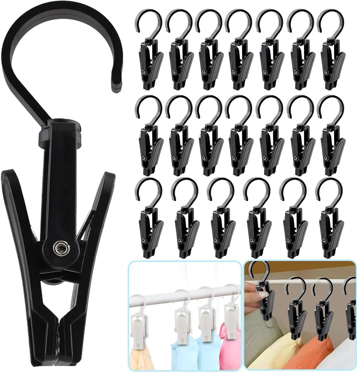Clip per ganci per bucato, Clip per calzini, spille per vestiti, Clip per appendiabiti Super resistenti, Clip per ganci girevoli per negozio di abbigliamento, casa e officina