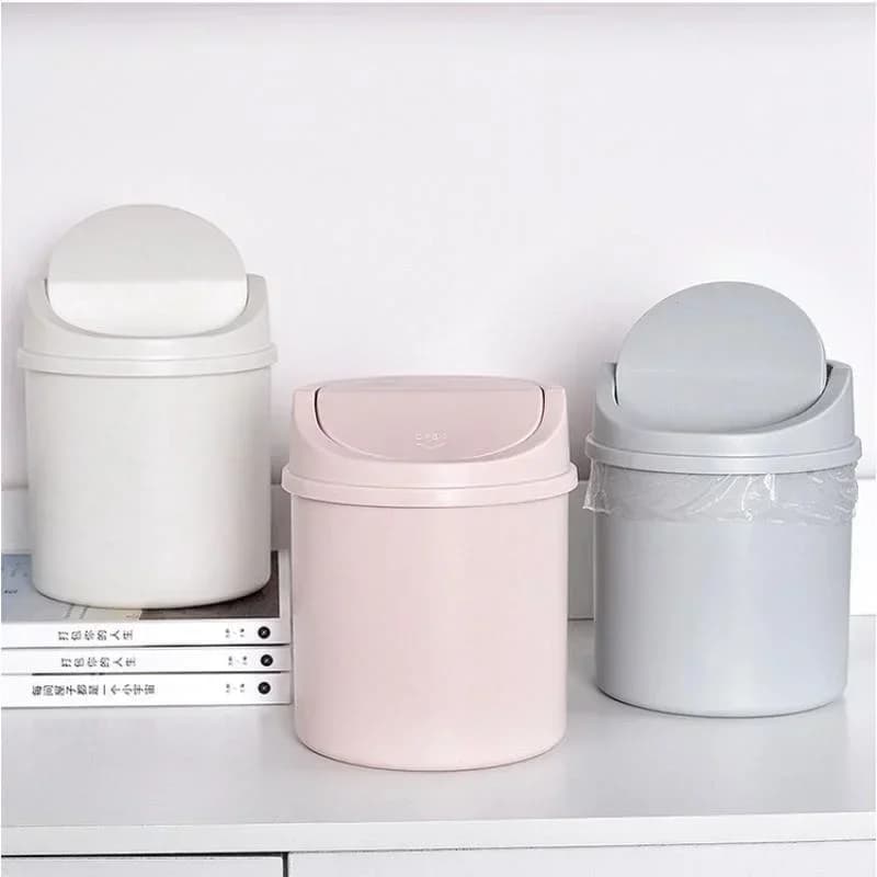 Mini cestino da scrivania con coperchio, contenitore per rifiuti, organizer per camera da letto, ufficio, scrivania, scatola portaoggetti per auto, cucina, bagno.