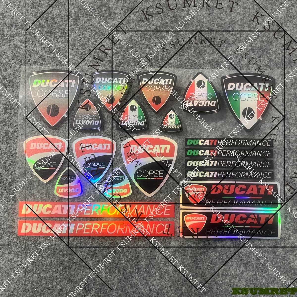 Adesivi Laser per Moto Ducati, Decalcomanie per Casco e Serbatoio, Kit Logo Impermeabile