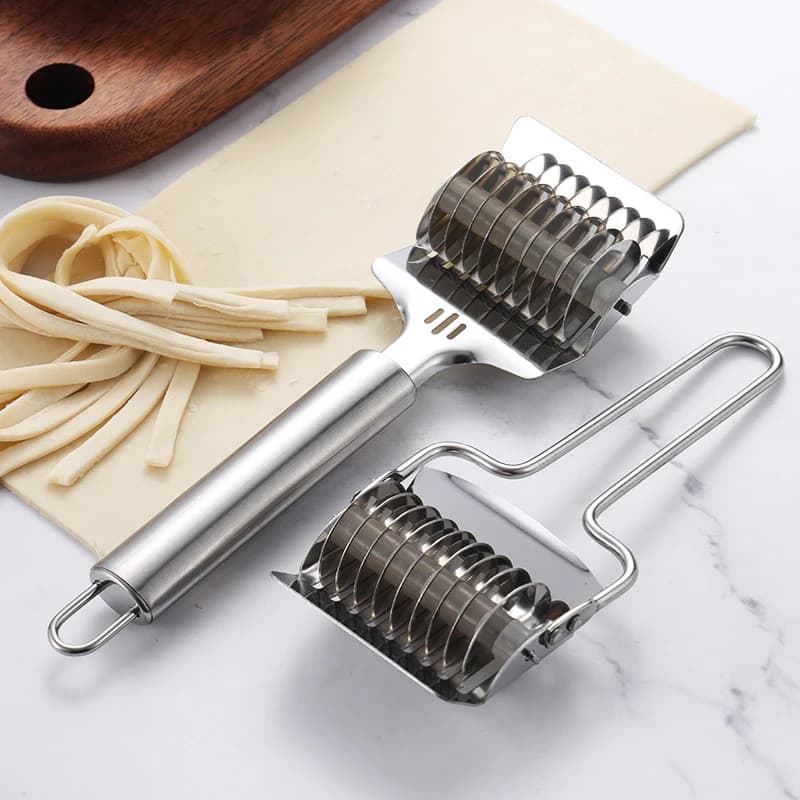 Taglierina a rullo per reticolo per pasta in acciaio inossidabile, scalogno multifunzionale manuale, taglierina a rullo per aglio, affettatrice per pizza, cottura anche