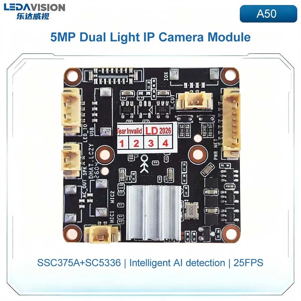 A50 5MP Intelligent AI Full Color IP Camera Module SSC37X 25FPS Dual Light Two-Way Audio Onvif Security Surveillance PCB Board
