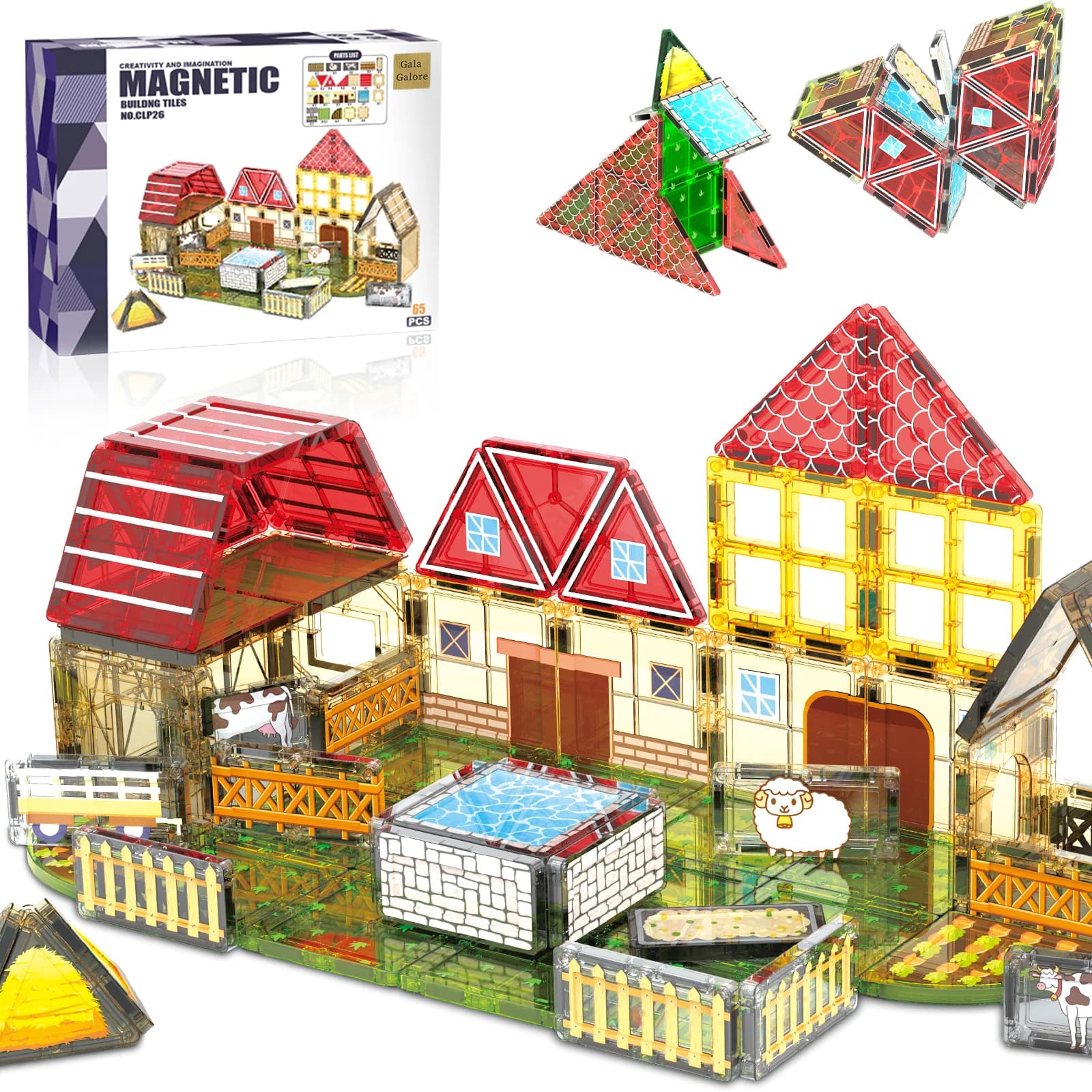 Magnetic Tiles STEM Educational Toys, 3D Magnetic Building Blocks Farm Theme for Kids Toddlers 3+, Creative Construction Toys