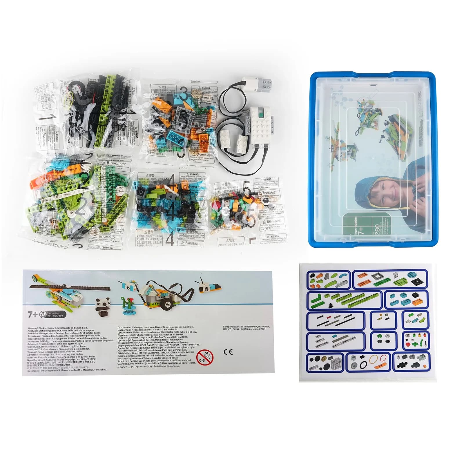 Kit di blocchi educativi STEM 280 pezzi con sensori elettronici per la programmazione di robot