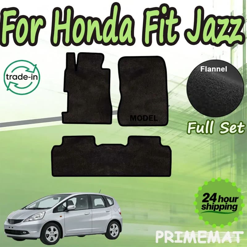 PRIMEMAT Flannel Car Mats for Honda Fit Jazz GD 2 3 4 5 GE 1 2 3 2003~2007, Poggiapiedi Carpets, Moquette Coating, Accessories