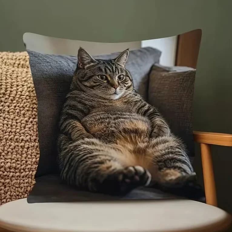 Copricuscino per Divano a Forma di Gatto - Tessuto Morbido in Peluche, Design Divertente di Gatto Rilassato, Perfetto per Arredamento Casa e Camera da Letto, Ottimo Regalo per le Feste