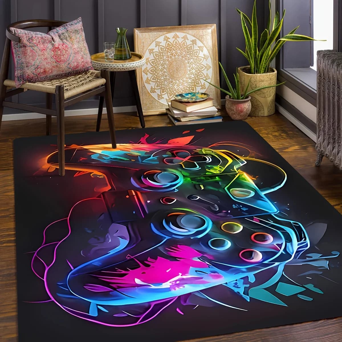 Fantastic game console pattern carpet game bedroom living room area carpet anti-slip bedroom entrance hallway mat decorations for the house