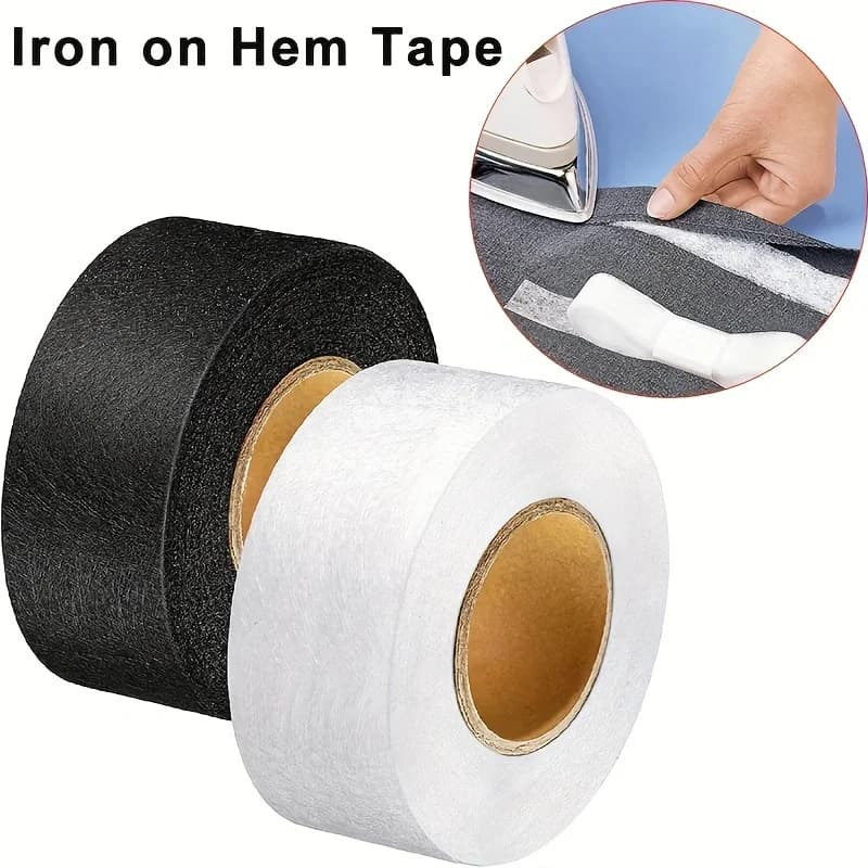 2 rotoli Nero Bianco Double-sided Interlining Tessuto adesivo Vestiti Ferro sull'orlo Nastro Interlining Web Cucito fai da te Patchwork Acces