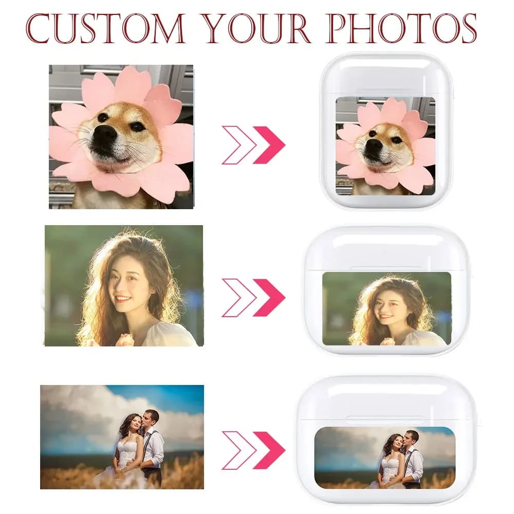 Customize Headphone Case for Apple AirPods Pro 3 2 Custom Cover for Airpods 1 2 3 Photo Bluetooth Soft TPU Transparent Charging Box