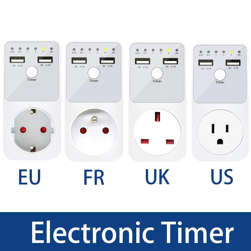 Timer Multifunction Programmable 6 Hours, Smart Electronic Counter with Countdown Function, Timekeeping for EU US FR UK