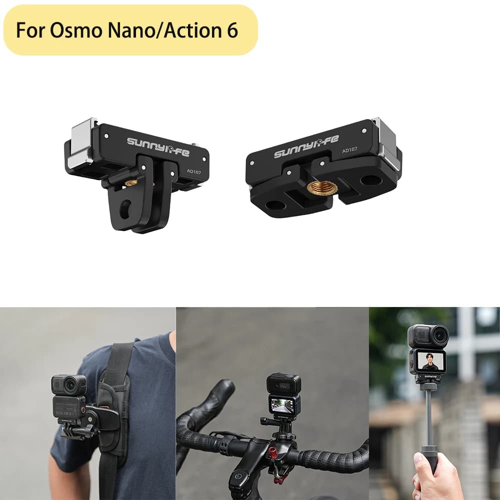 Magnetic base adapter for DJI Osmo Nano/OSMO Action 6 Quick release support for camera with 1/4 threaded door for OSMO NANO accessories