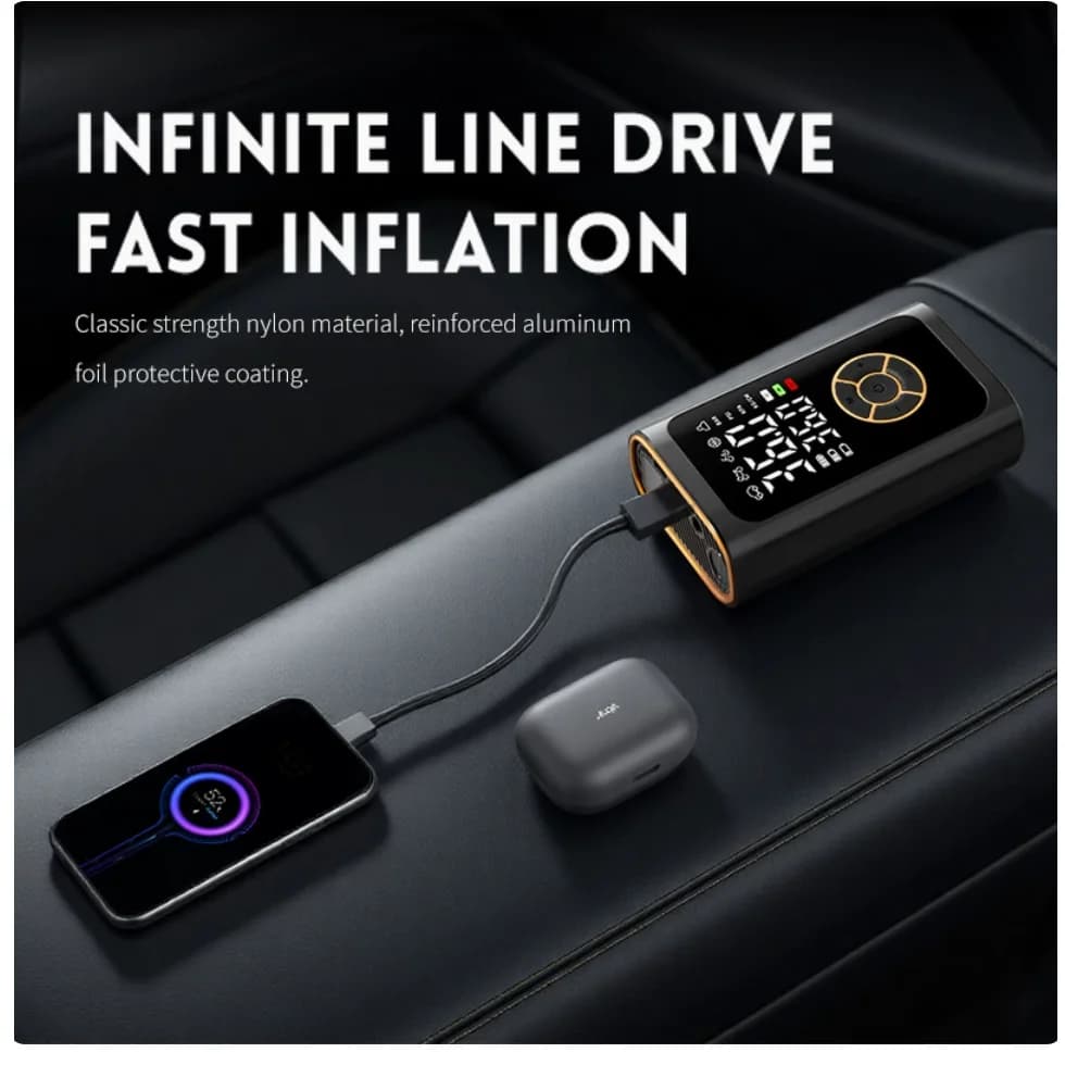 Smart Car Tire Electric Inflator Wireless Digital Display Power Bank Full Screen Car Air Pump for Vehicle Tires