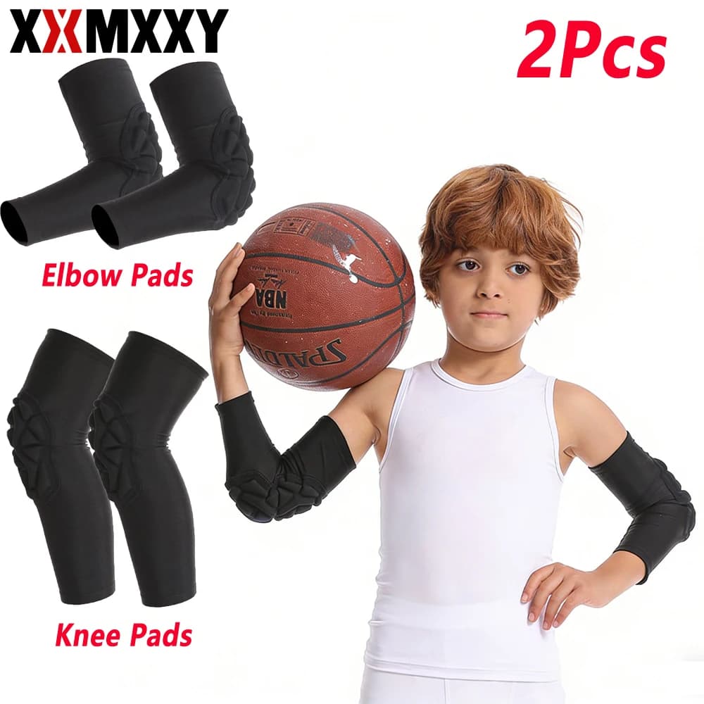 Gomitiere e Ginocchiere a Nido d'Ape per Bambini e Ragazzi, Set da 2 Pezzi, Protezioni per Basket, Pallavolo, Lotta e Tutti gli Sport