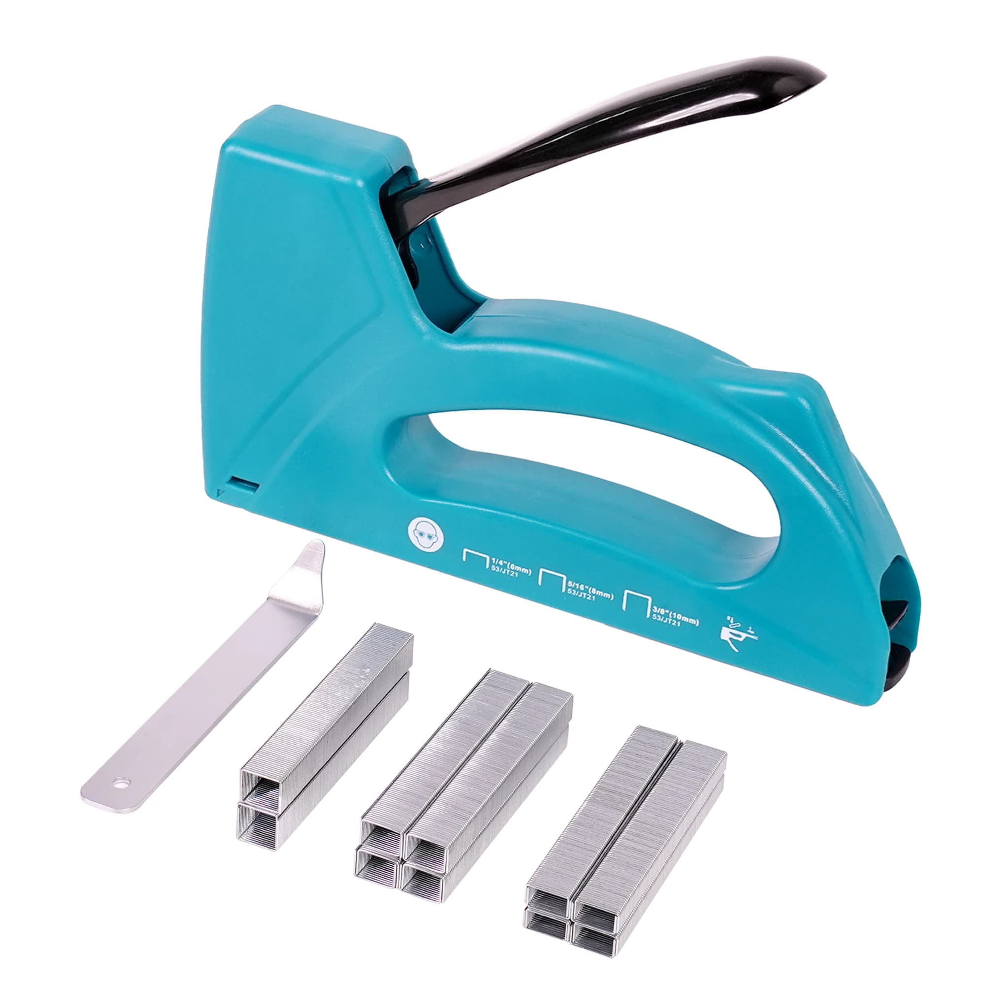 Pistola Sparagraffette Leggera EZARC per Legno, Graffettatrice per Tappezzeria con 2000 Graffette JT21 da 1/4", 5/16", 3/8" e Rimuovi Graffette