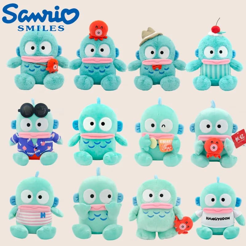 Sanrio Hangyodon Plush Ugly Fish Pendant Bag Charm Cartoon Octopus Dolls Handbag Keychain Surrounding Doll Accessories Gift