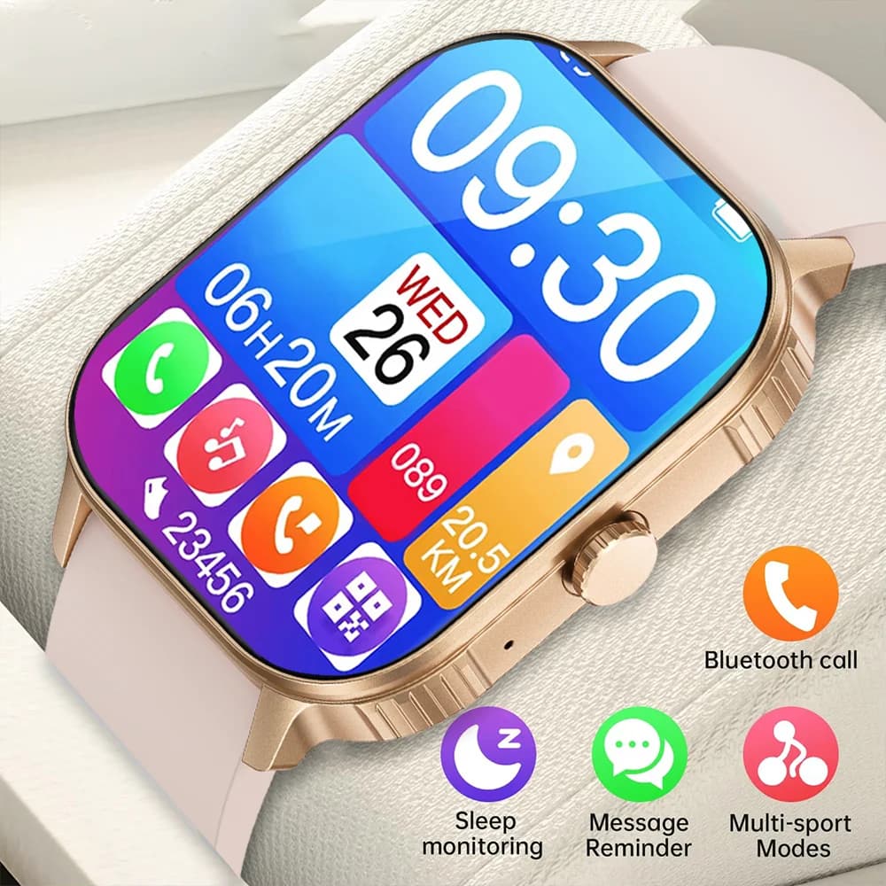 Smartwatch Monitor Salute 2026 Nuovo con Batteria Grande da 1000mAh, Display HD da 2.04", Chiamate Bluetooth, Impermeabile IP68, per Sport