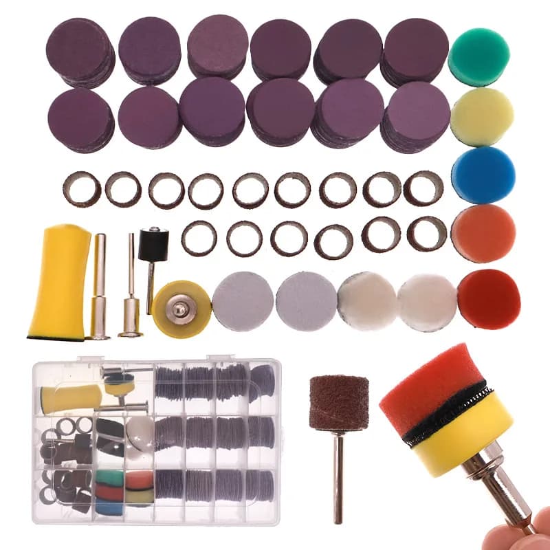 Set di 268 dischi abrasivi da 25 mm con attacco a strappo da 1 pollice, kit di tamburi abrasivi, tamponi per lucidatura in schiuma per utensili rotanti