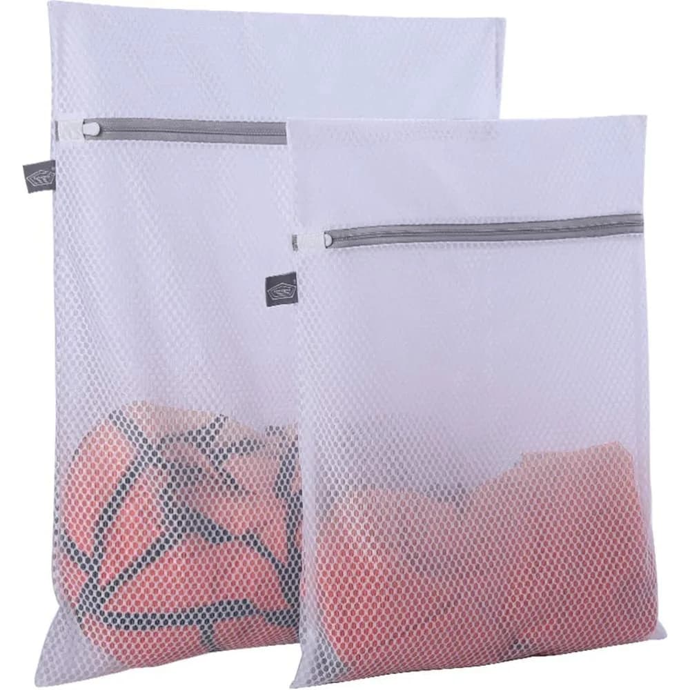 Honeycomb Mesh Laundry Wash Bags Set of 2 Sizes Large and Medium for Delicate Clothes Washing Machine Protection with Secure Zipper for Bras Underwear Socks Scarves Lingerie Swimsuit Activewear Blouses Sweaters Baby