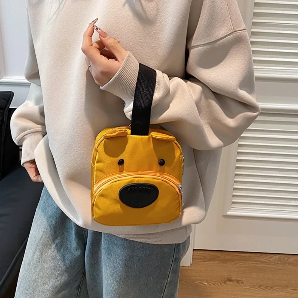 Casual Puppy Dog Bucket Bag Square All-match Canvas Handbag Coin Purse Korean Style Cartoon Phone Bag Girls