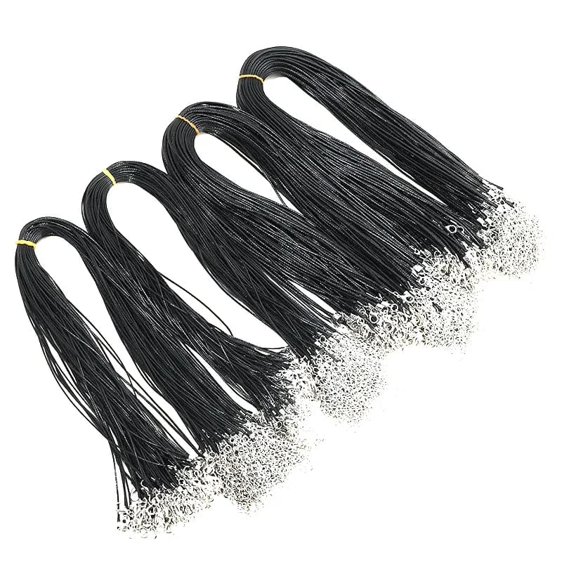 100 pz/lotto 1.5mm Nero Cera Cavo di Cuoio Collana Corda Catena Aragosta Chiusura Accessori Gioielli FAI DA TE
