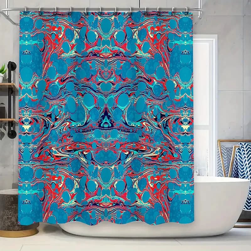 Set di rivestimenti impermeabili per decorazioni per il bagno di arte moderna dell'oceano con onde astratte blu