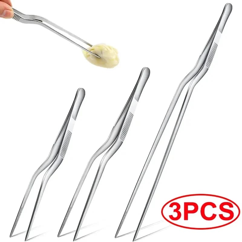 3/1 pieces kitchen tweezers kitchen tweezers barbecue clip for food kitchen bar head portable stainless steel clamp for picnic barbecue kitchen