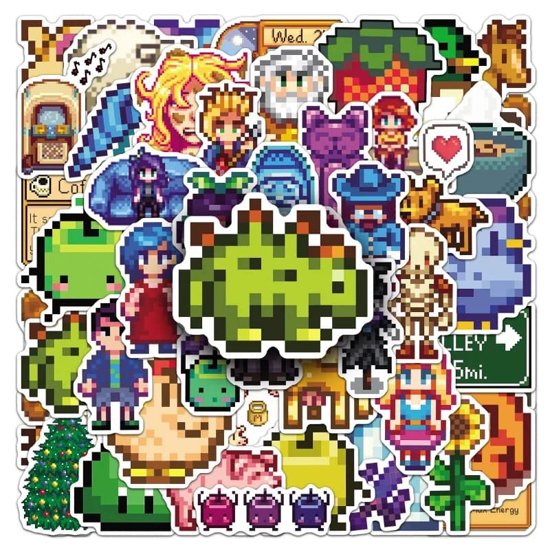 Stardew Valley Stickers 50pcs Pixel Art Cute Guka for Bullet Journal Planner Scrapbook Kawaii Stationery Decals