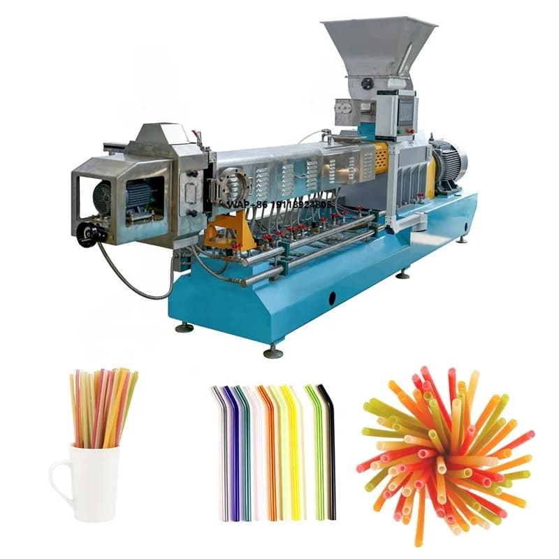 Macchina Automatica per la Produzione di Cannucce Commestibili in Lolla di Riso ed Estrusore per la Fabbricazione di Cannucce in Riso