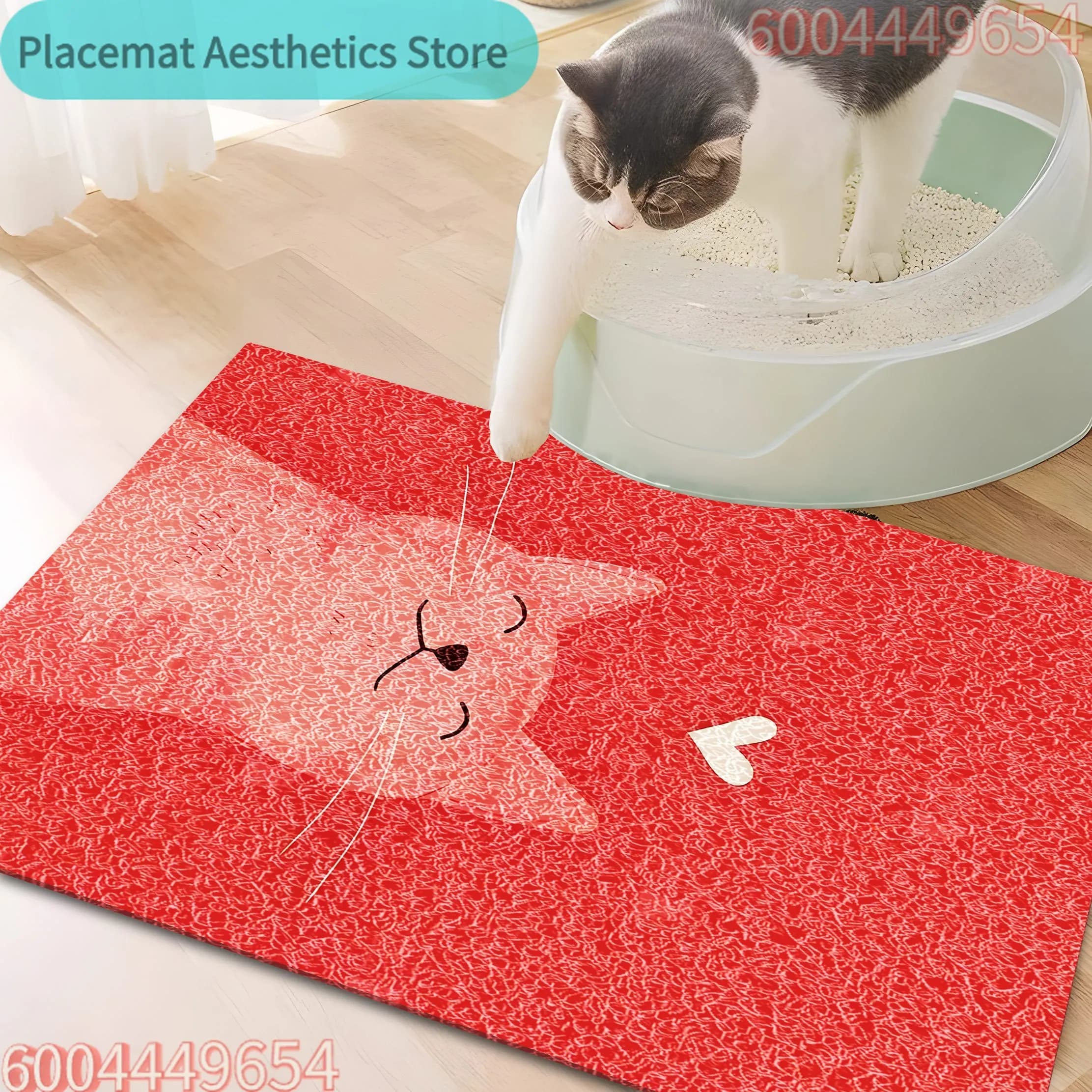 Tappetino per Lettiera Gatti Colorato - Tappetino Antiscivolo Impermeabile per Lettiera e Pulizia in PVC Facile da Pulire Multistrato Circolare