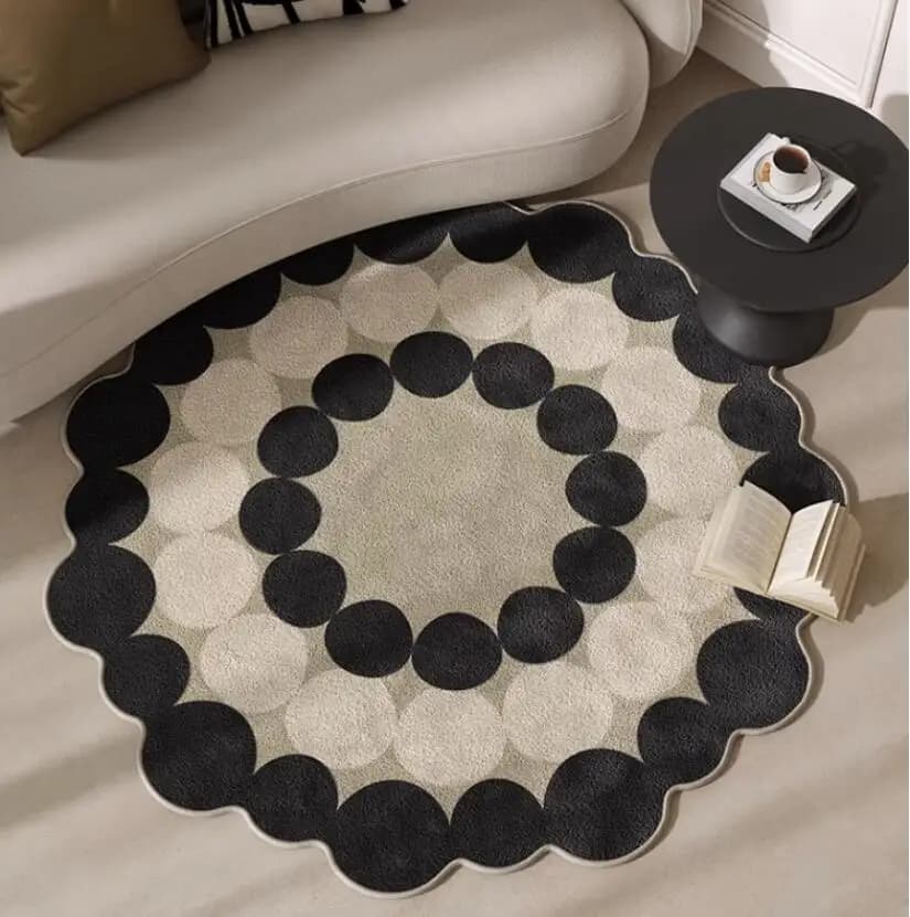 Tappeto floreale di forma irregolare Pile nordico Decorazione del soggiorno Tappeto in peluche Tappetino rotondo antiscivolo Tappeti morbidi e soffici per la camera da letto