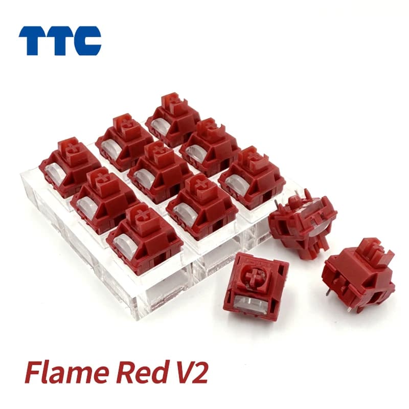 TTC Flame Red Switch V2 Tastiera meccanica Interruttore lineare Asse esteso a prova di polvere 5pin 45g HIFI 24mm Trigger rapido per giochi