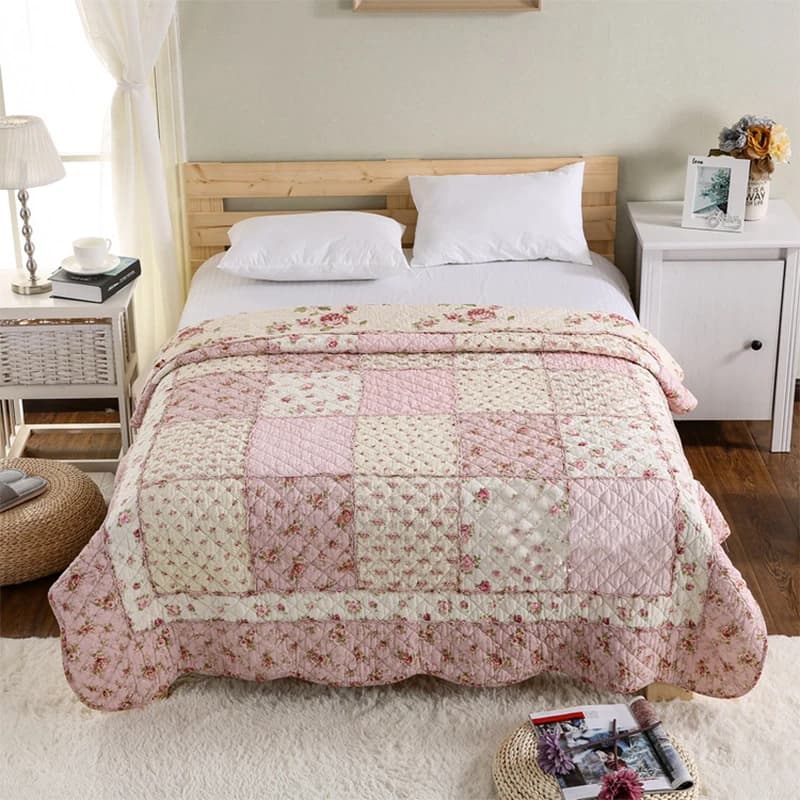 RunGrape Quilted Cotton Bedspread Duvet Cover Bedding Set Single Size Bed Cover Quilts Bed Linen SummerAir conditioning Quilt