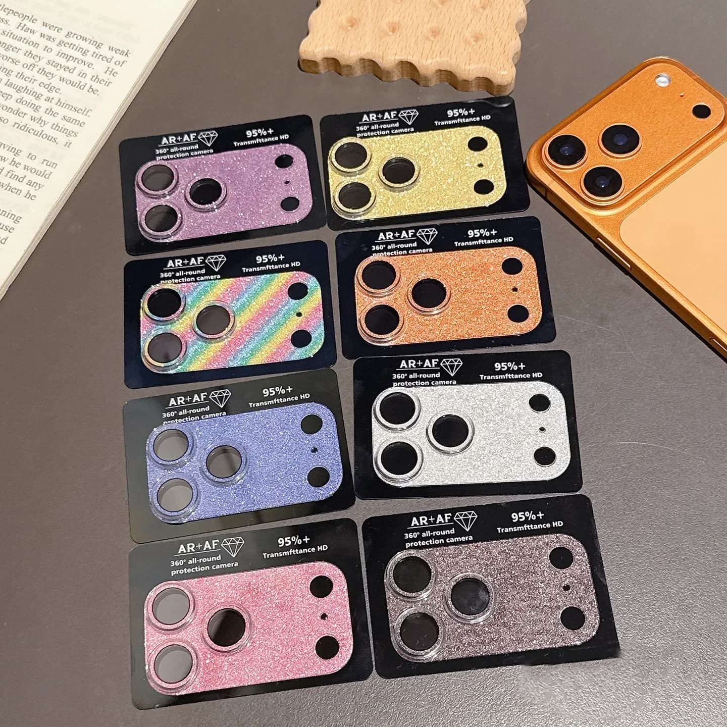 Crystal Laser Arcobaleno Aurora Lente in vetro 9H Pellicola Armatura per IPhone 17 16 15 Pro Max Plus Tappo protettivo per lenti in vetro con definizione HD