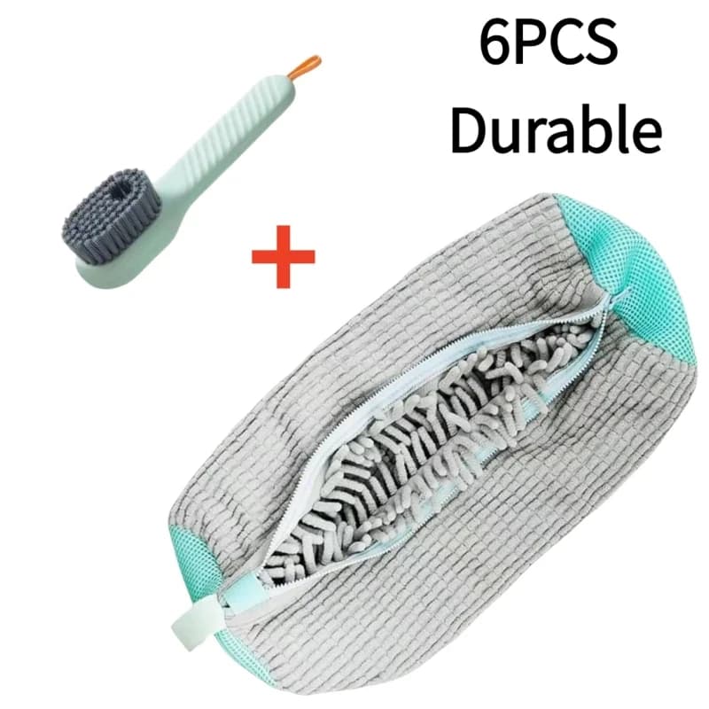 Set of 6 Bags Grigi for Washing Shoes with Brush, Washer and Brush Bag with Soft Sets for All Shoes