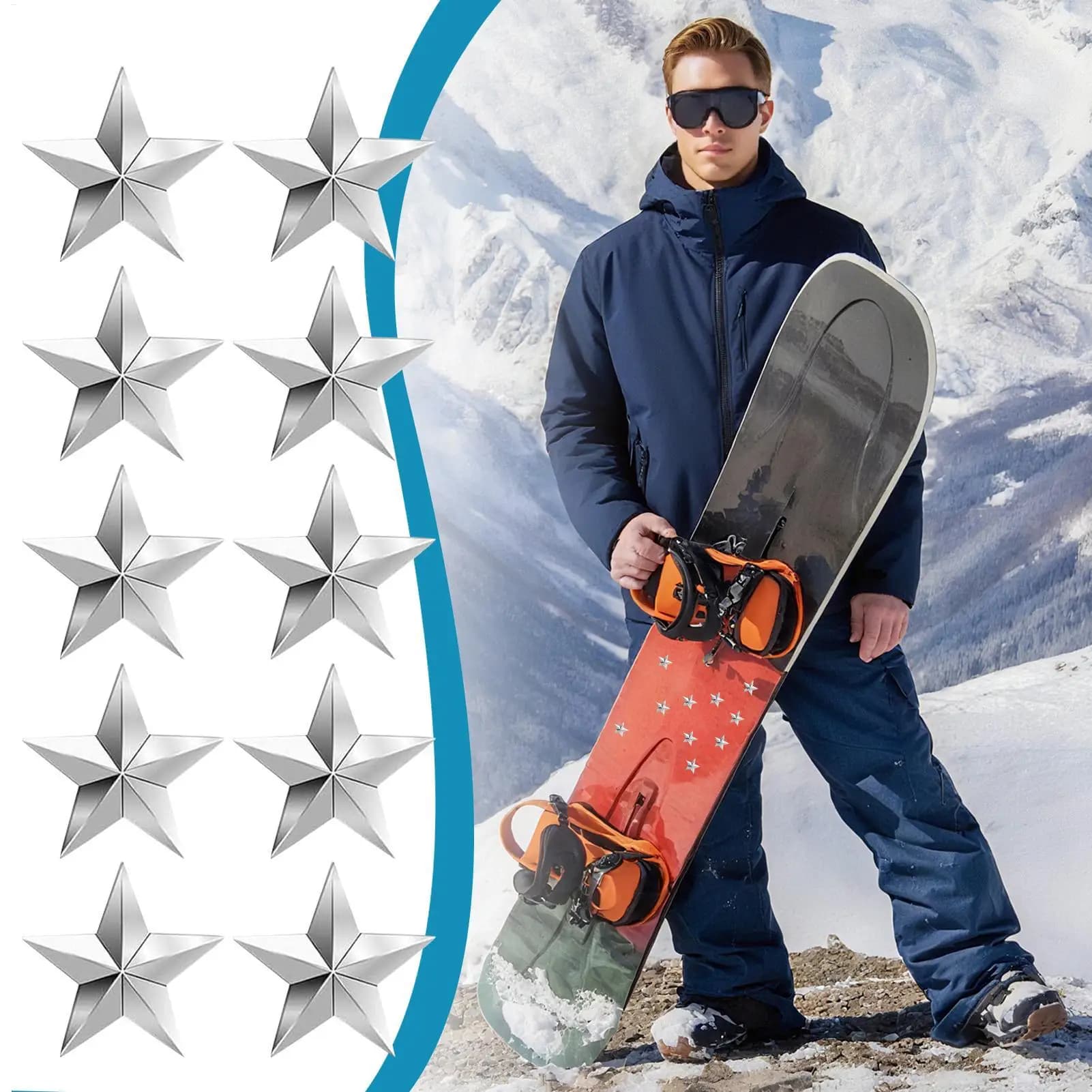 10 pezzi cuscinetto per stomp da snowboard borchie per pentagramma antiscivolo cuscinetti di trazione per impugnatura per cuscinetti di trazione stile tagliente da snowboard, legatura da sci