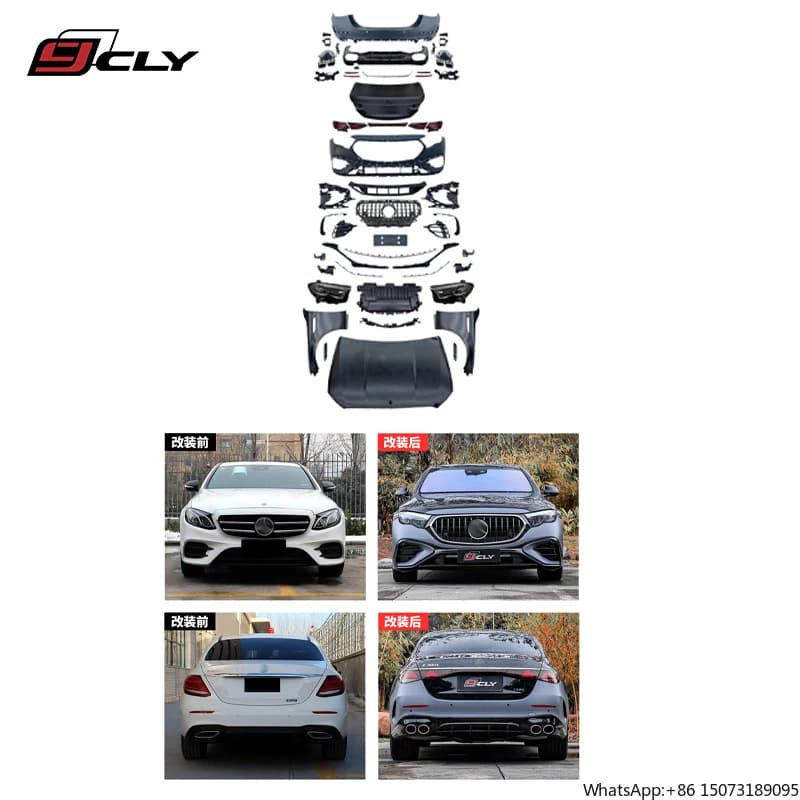 Kit Carrozzeria per Mercedes Classe E W213 2017-2023, Aggiornamento 2024-25 W214, Paraurti Anteriore e Posteriore, Griglia, Diffusore, Fari e Luci Posteriori