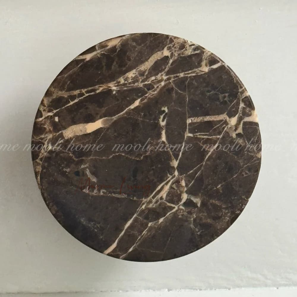 Luxury Coffee Net Stone Knob Natural Marble Handles Custom Wardrobe Door Knobs Furniture Drawer Pulls