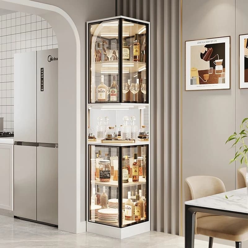 Scaffali per armadietti da bar in vetro trasparente Soggiorno Armadietto mobile per vino Decorazione per riporre oggetti da cucina Mobili in stile cinese Estante