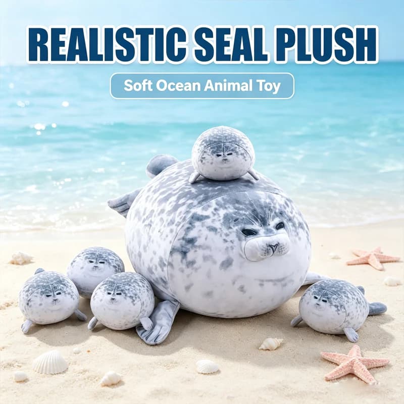 Lifelike Osaka Seal Plush Toy Soft Fluffy Cuddly Stuffed Animal Pillow Great Aquarium Souvenir Gift Realistic Sea Life