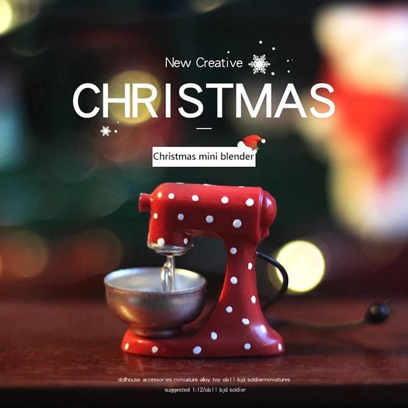 1:12 Casa delle bambole in miniatura Natale Rosso Mixer Frullatore Modello Scena di Natale Ornamento Decorazione della cucina Giocattolo