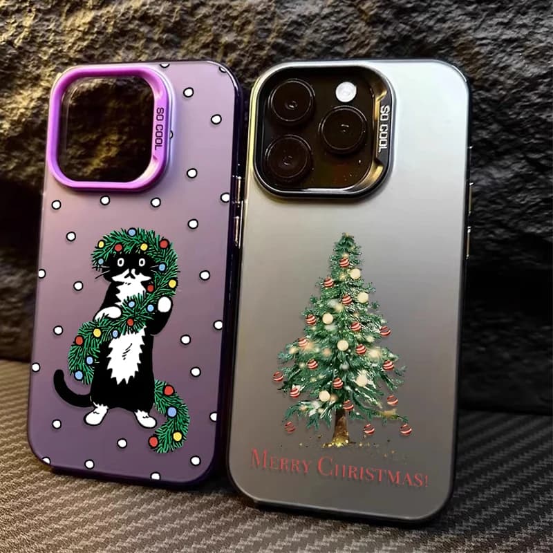 Black Cat Xmas Garland Christmas Tree Print Case for Xiaomi Redmi Note 15 14 13 12 10 9 Pro Plus 4G 5G 12S 11S 10S 9S Cover