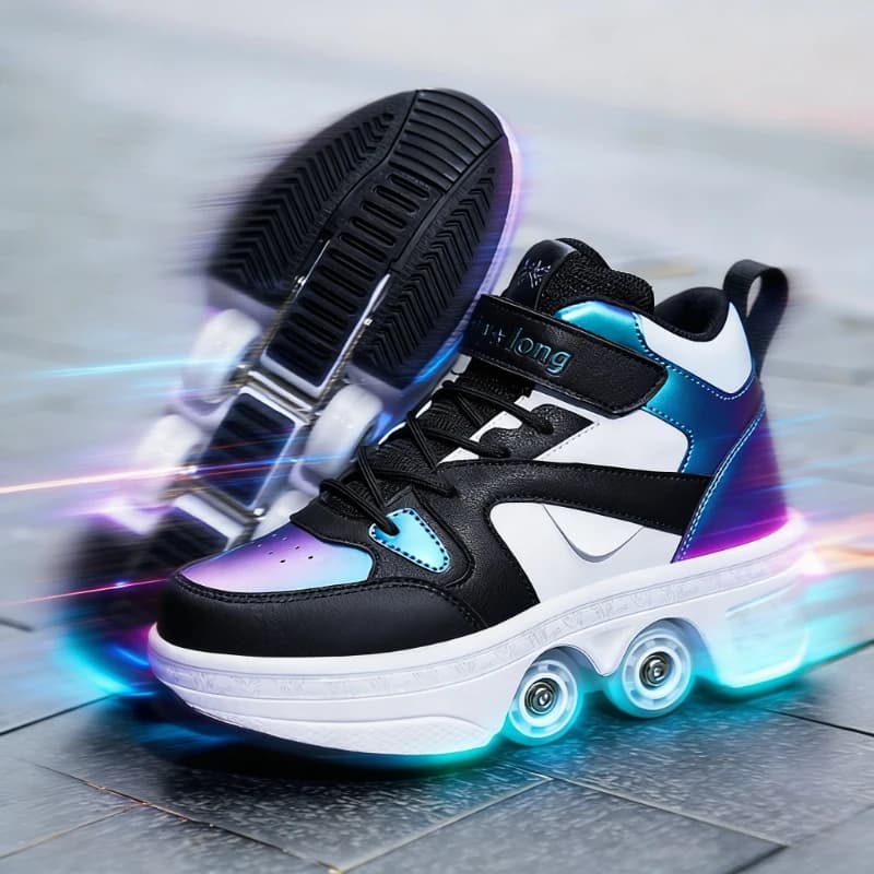 Unisex roller skates for boys, 4 wheels, with automatic pop-up system, high model, double function, like sneakers, the best gift for teenagers